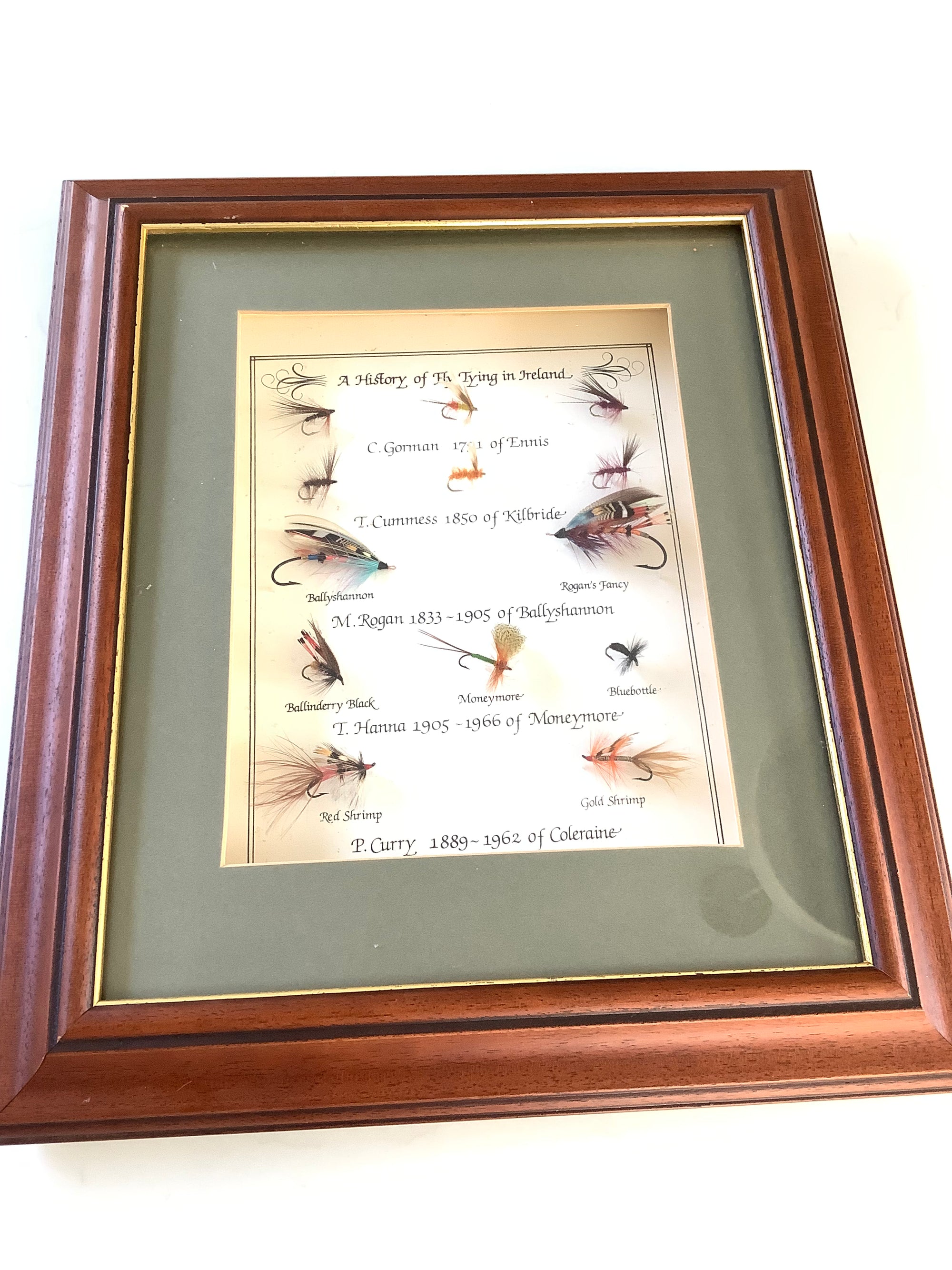 A Framed Collection “ A HISTORY OF FLY TYING IN IRELAND “ 13 x Hand tied Flies