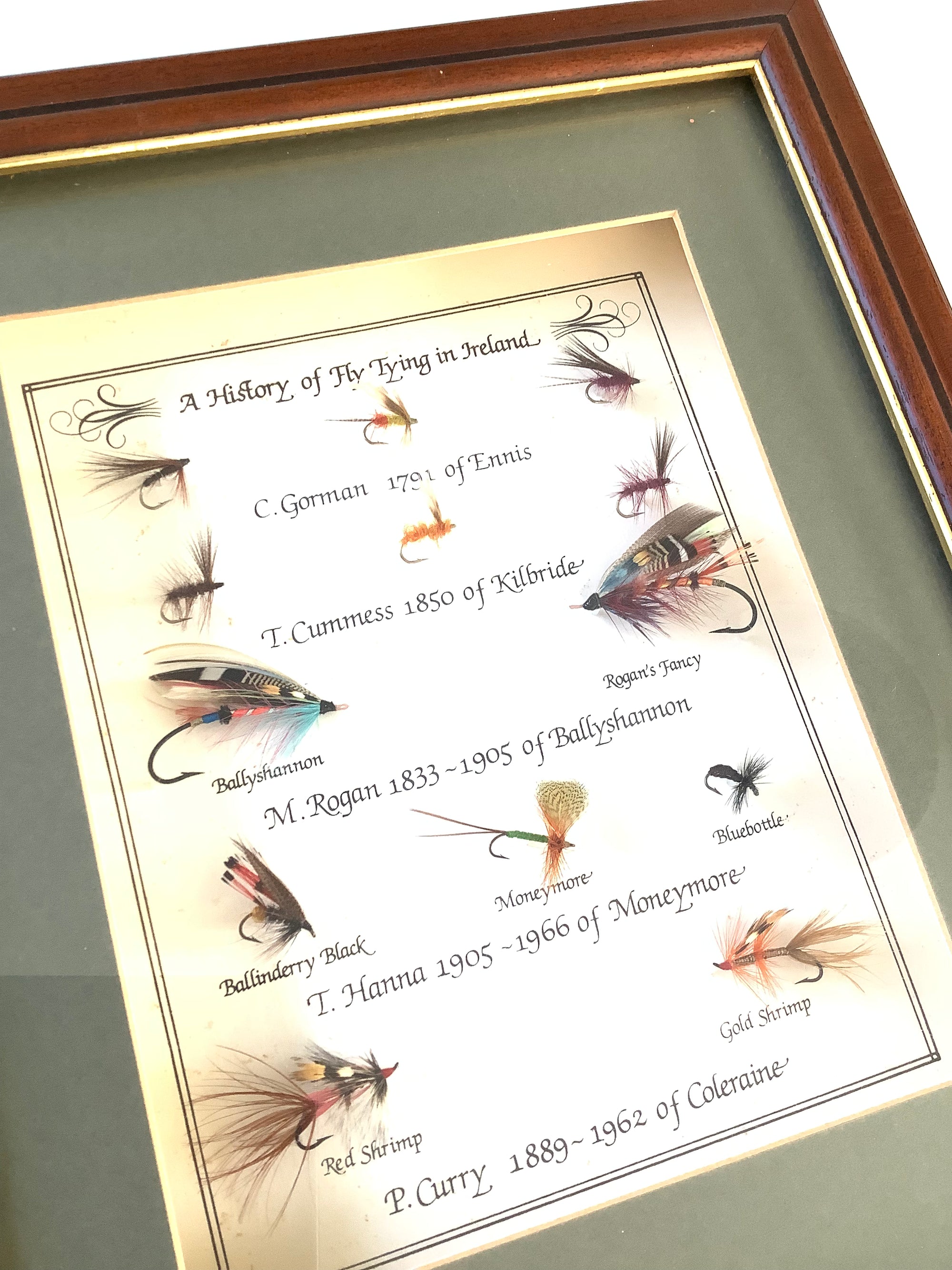 A Framed Collection “ A HISTORY OF FLY TYING IN IRELAND “ 13 x Hand tied Flies