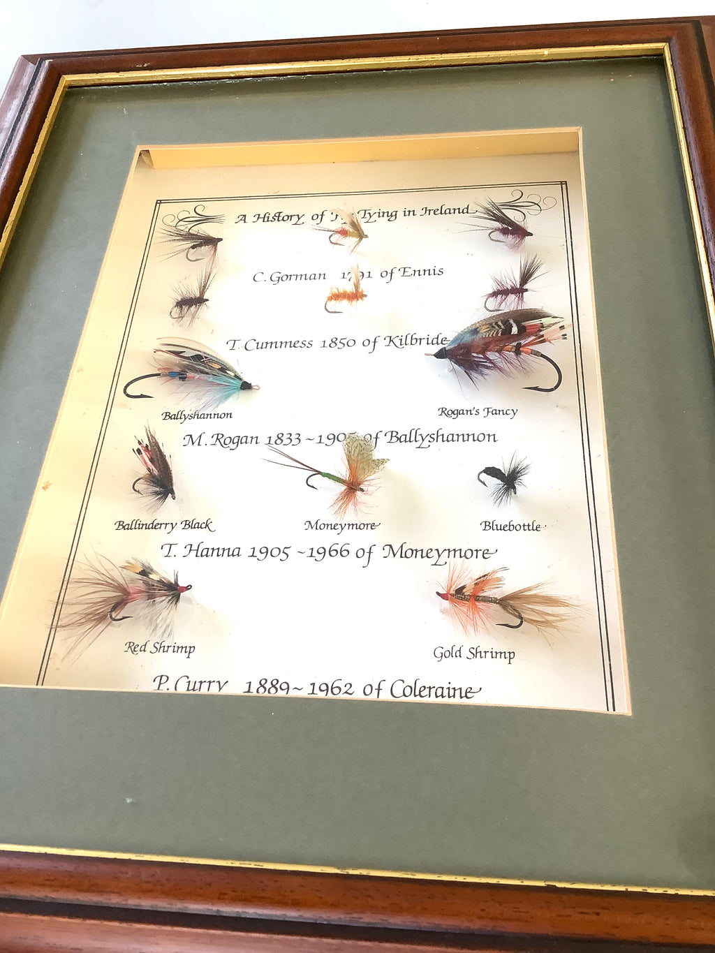 A Framed Collection “ A HISTORY OF FLY TYING IN IRELAND “ 13 x Hand tied Flies