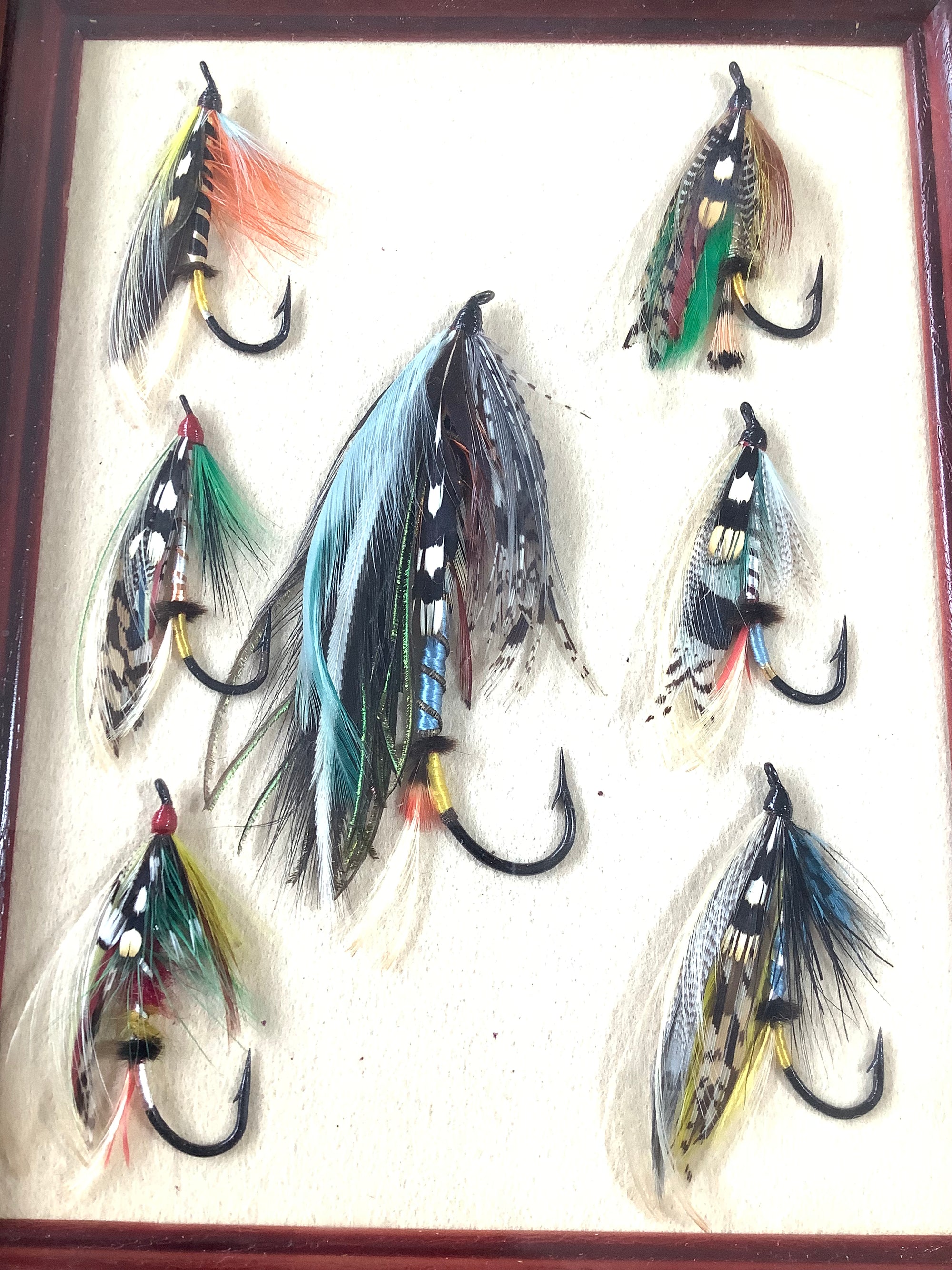 Fine Framed Vintage Collection of Hand Tied Fully Dressed Large 10/0 Salmon Flies