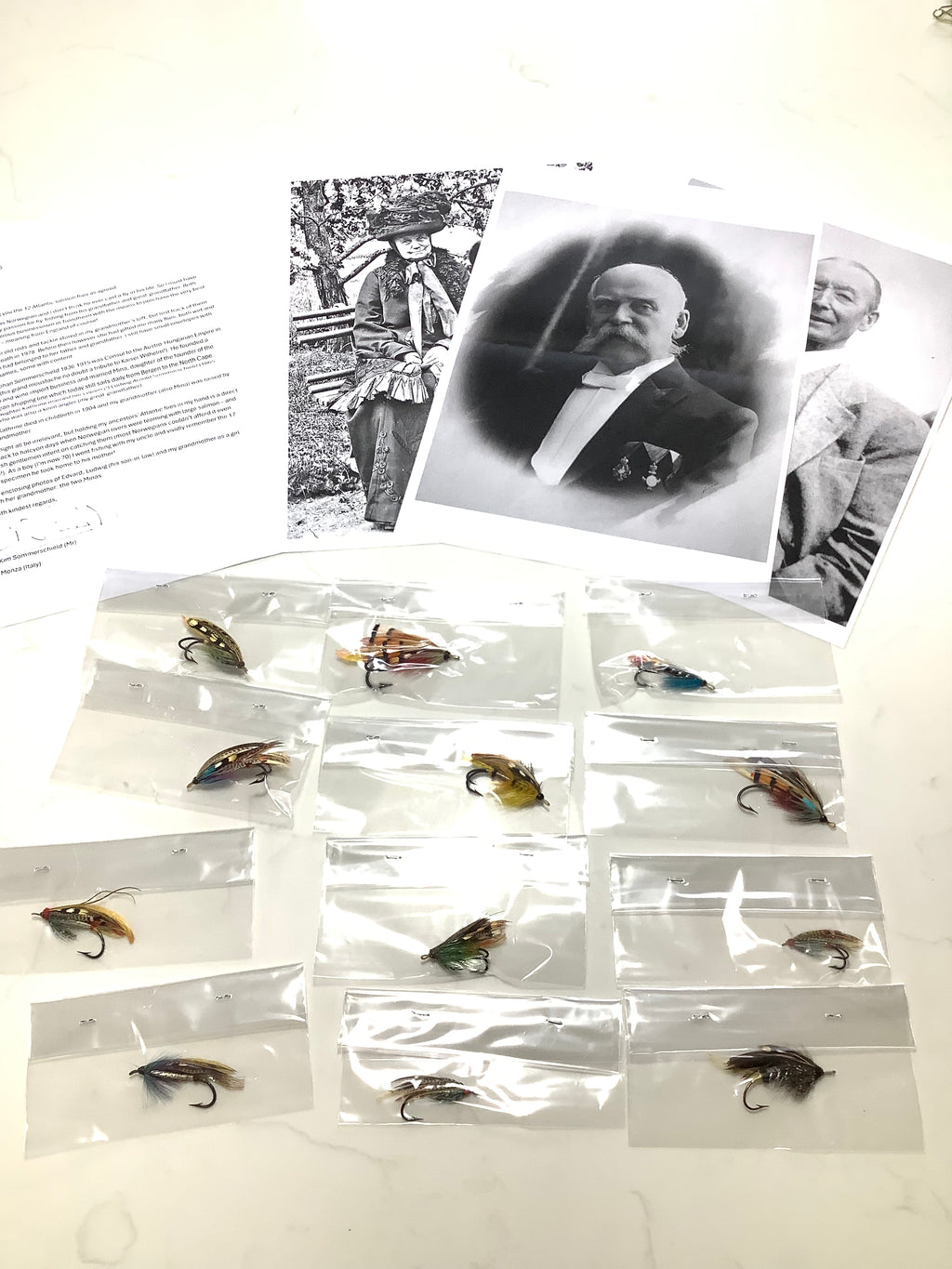 Antique Historical Interest 12x Gut Eye Dressed Salmon Flies Collection
