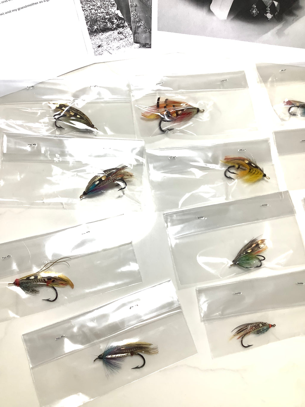 Antique Historical Interest 12x Gut Eye Dressed Salmon Flies Collection