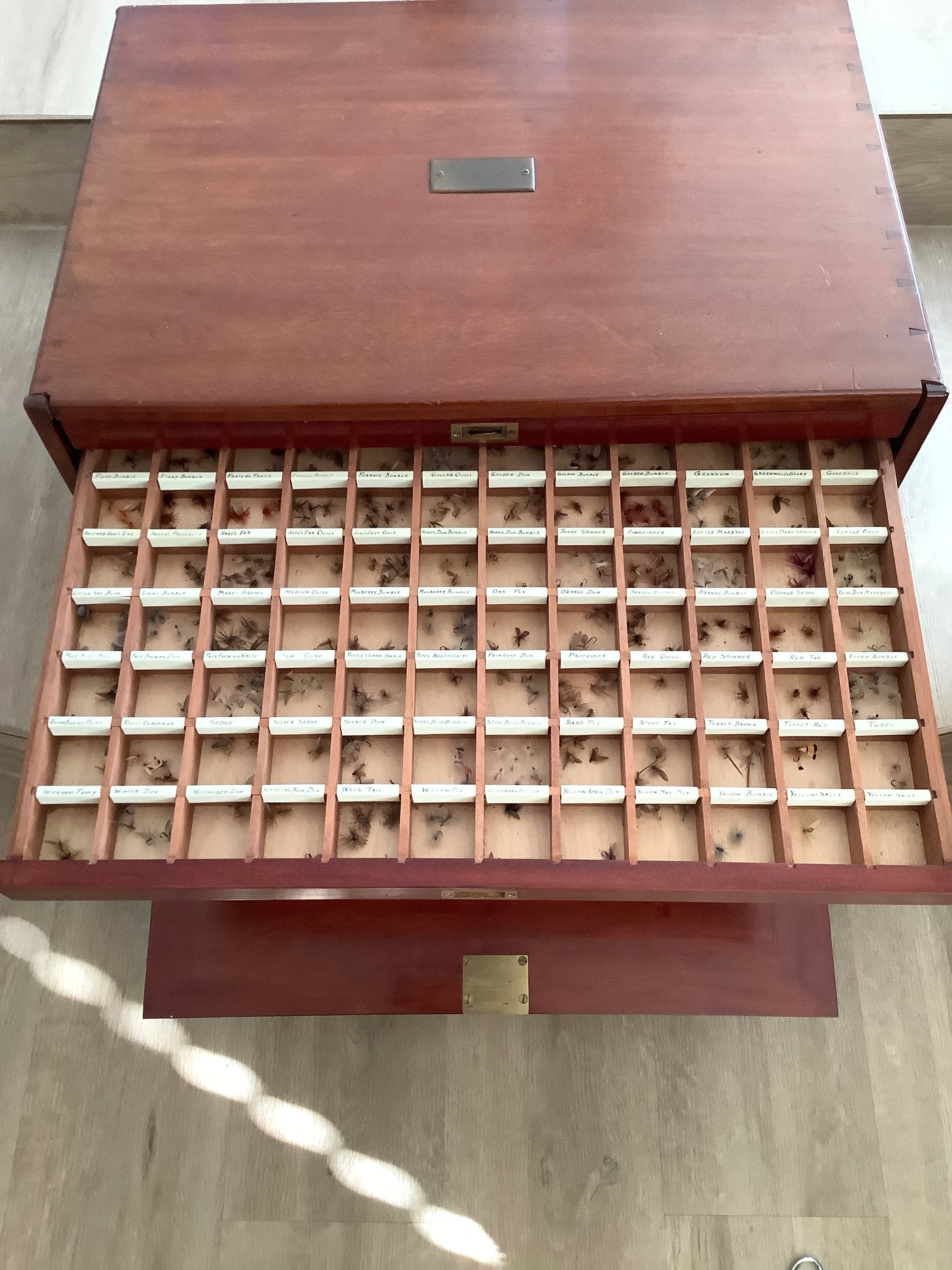 Antique Mahogany Fly Cabinet with over 2000 Flies