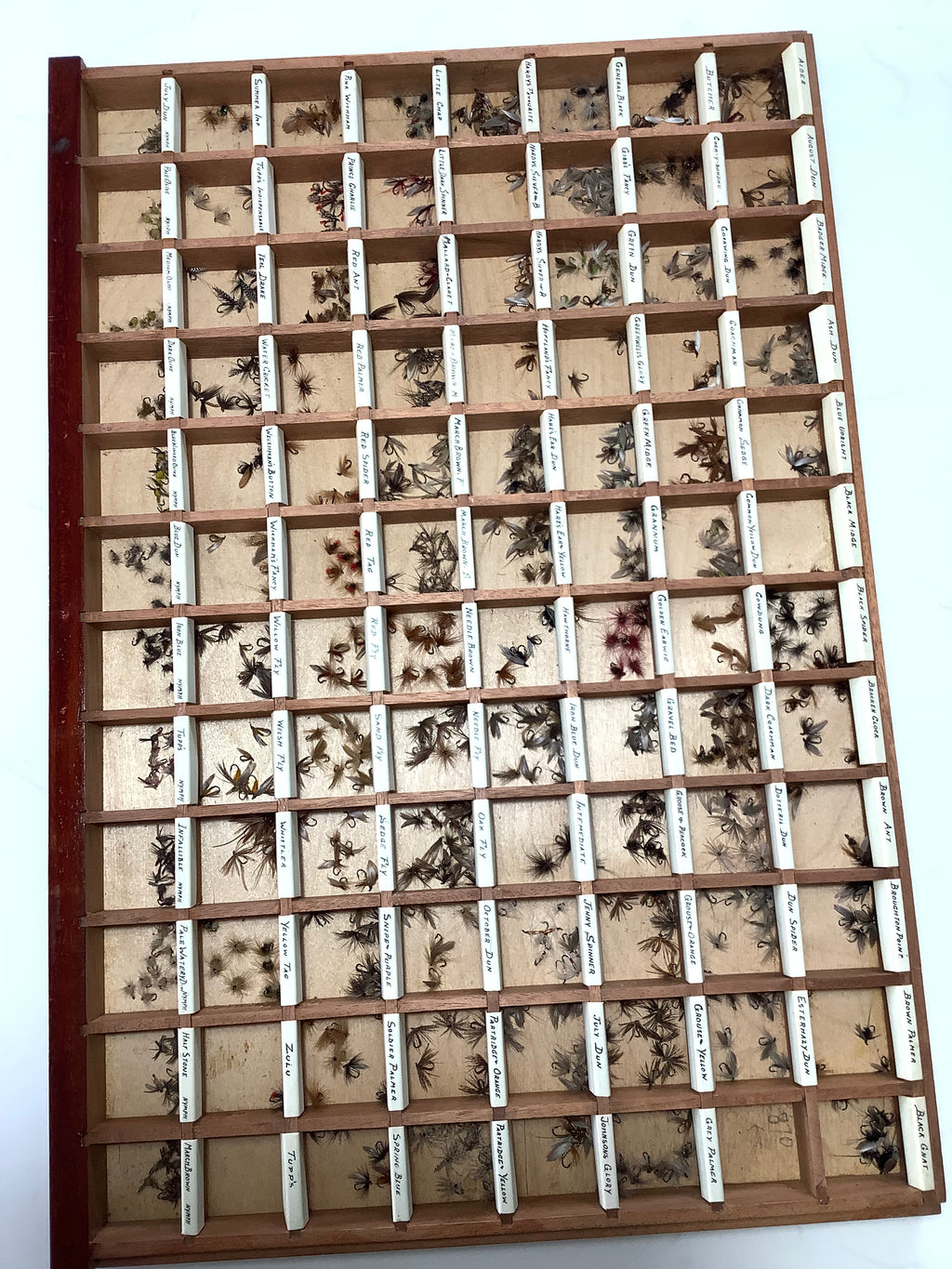Antique Mahogany Fly Cabinet with over 2000 Flies