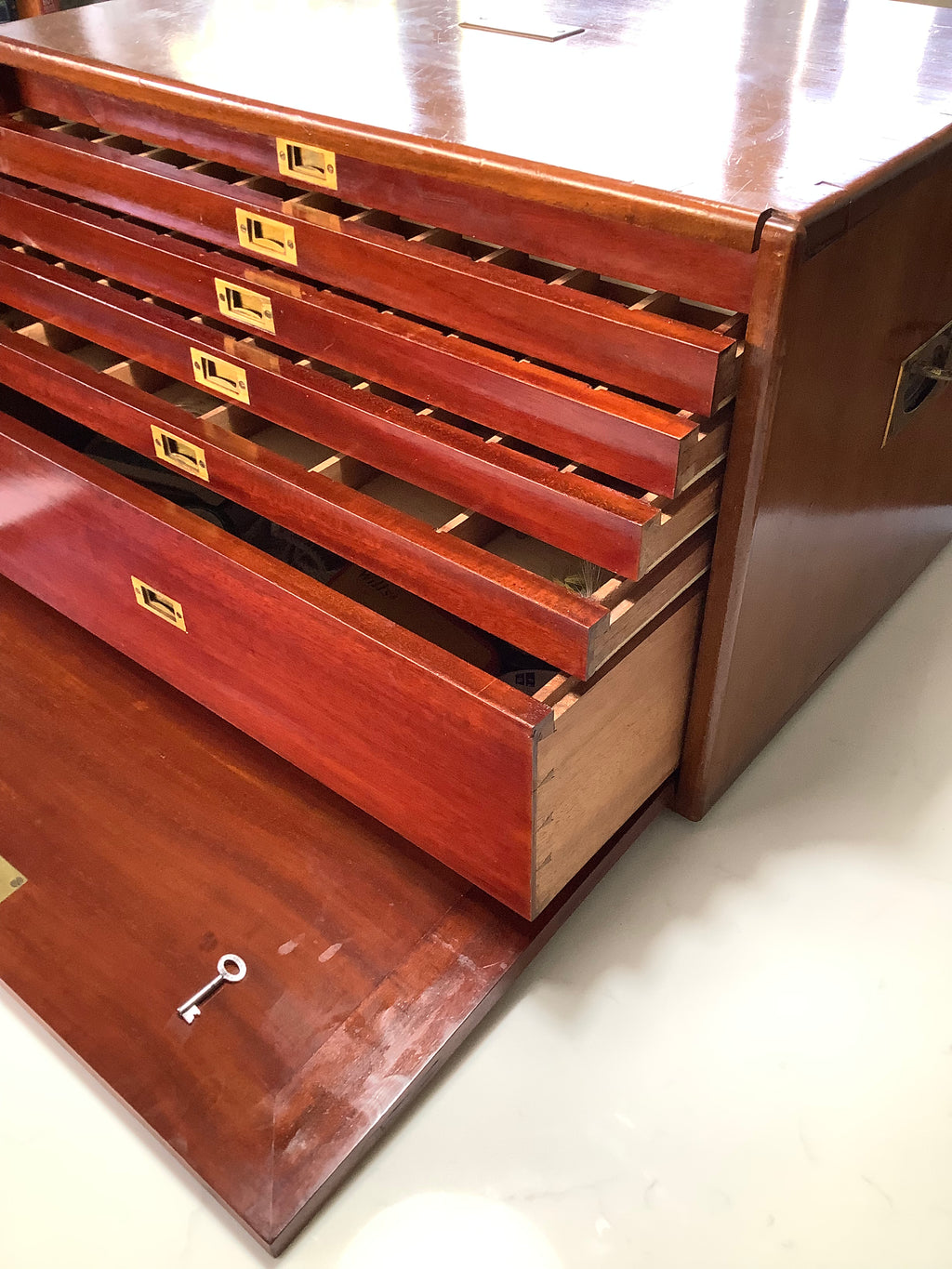 Antique Mahogany Fly Cabinet with over 2000 Flies