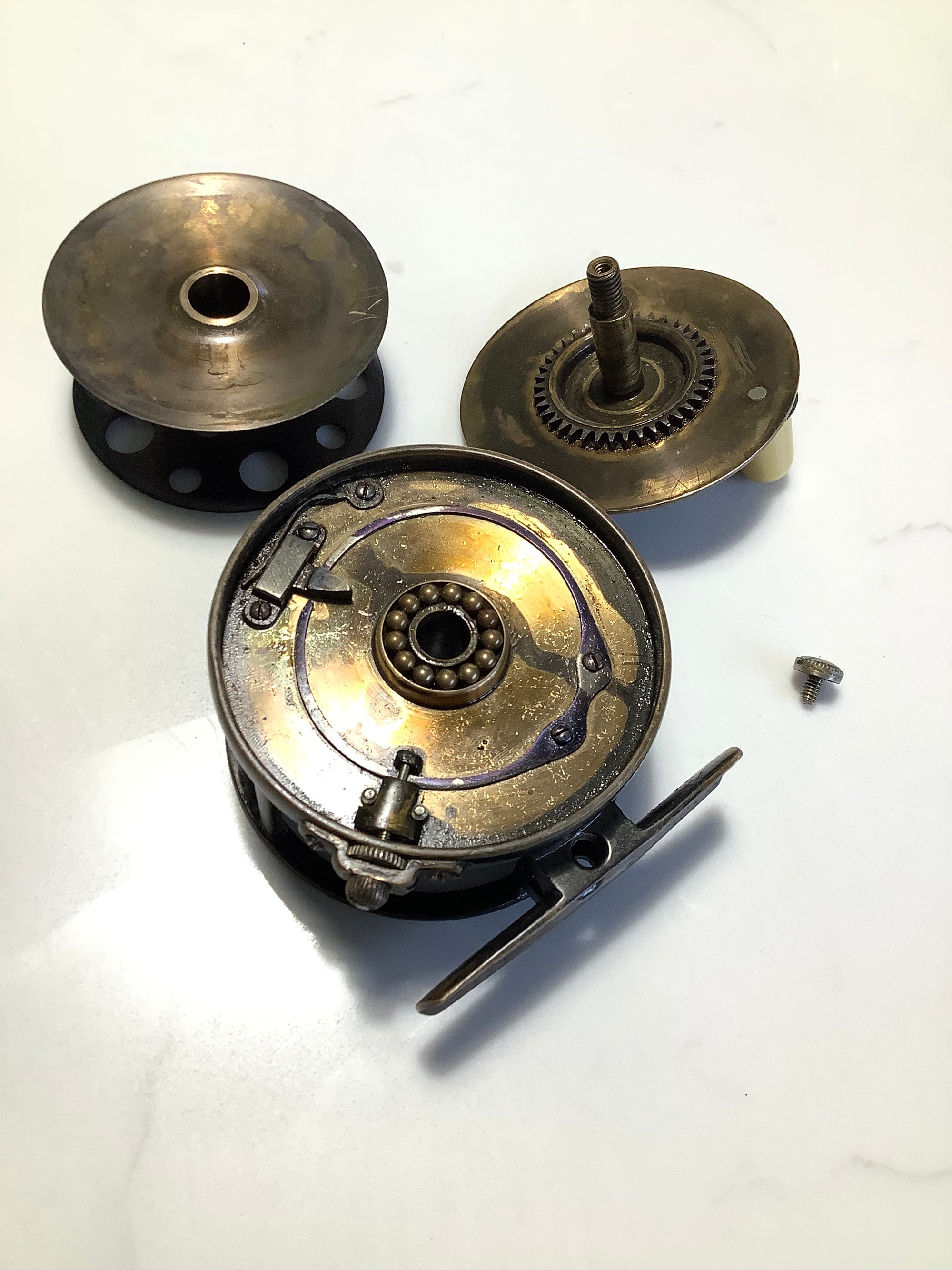 Very Rare Antique 1896 Hardy Bros Brass 2 3/4” Perfect Fly Reel